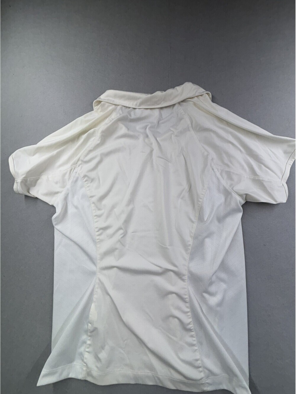 Nike Golf Polo Shirt Women Large White Short Sleeve Gathered Waist V-Neck‎